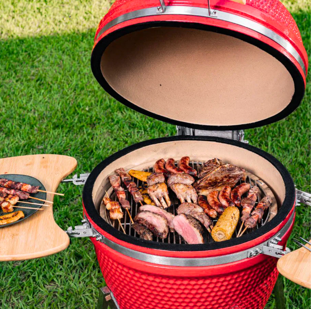 เตาถ่านบาร์บีคิว KINGBE KAMADO 23.5 นิ้ว สีแดง_8